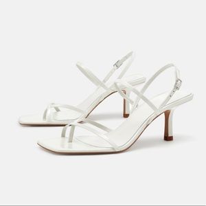 Zara Strappy Leather Heels - White